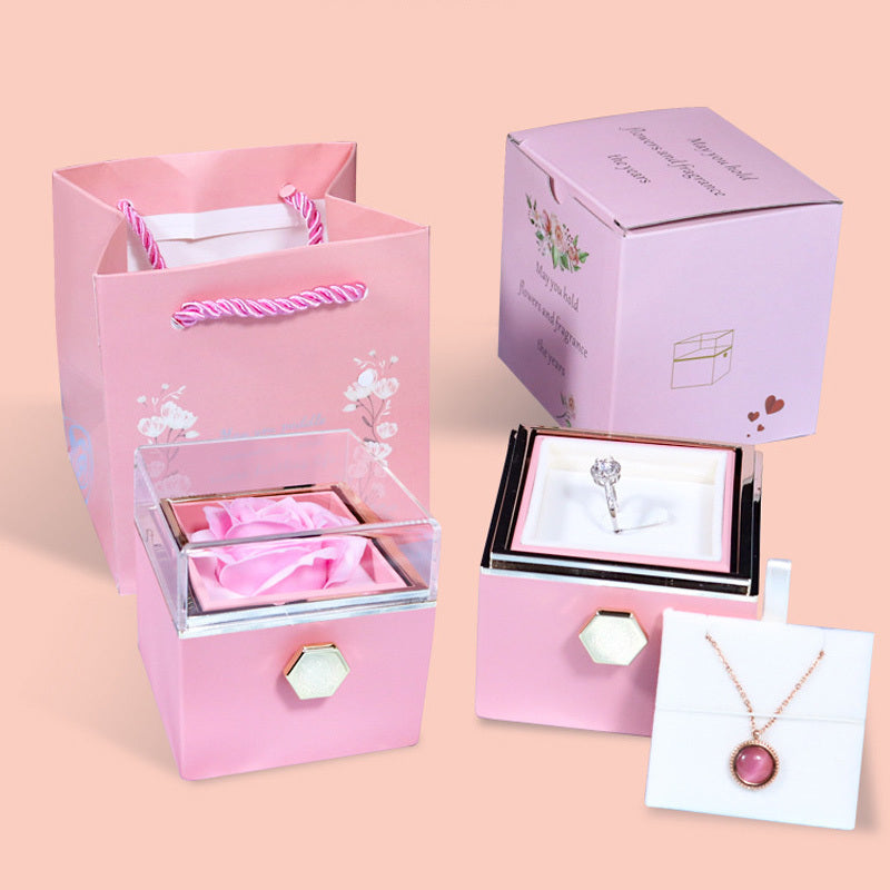 Rotating Rose Gift Box  Jewelry Packaging Box